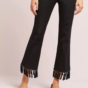 Anthropologie: Tassel-Hem Cropped Flare Pants